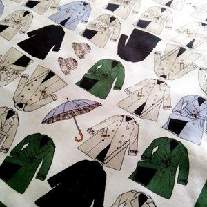 SILK SQUARE SCARF in COAT🧥 / HAT👒 / UMBRELLA☂️ PRINT KERCHIEF